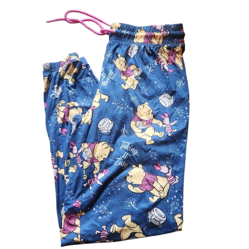 Disney- Blue -Winnie the Pooh & Piglet Women's Pajama Bottoms W Drawstring
